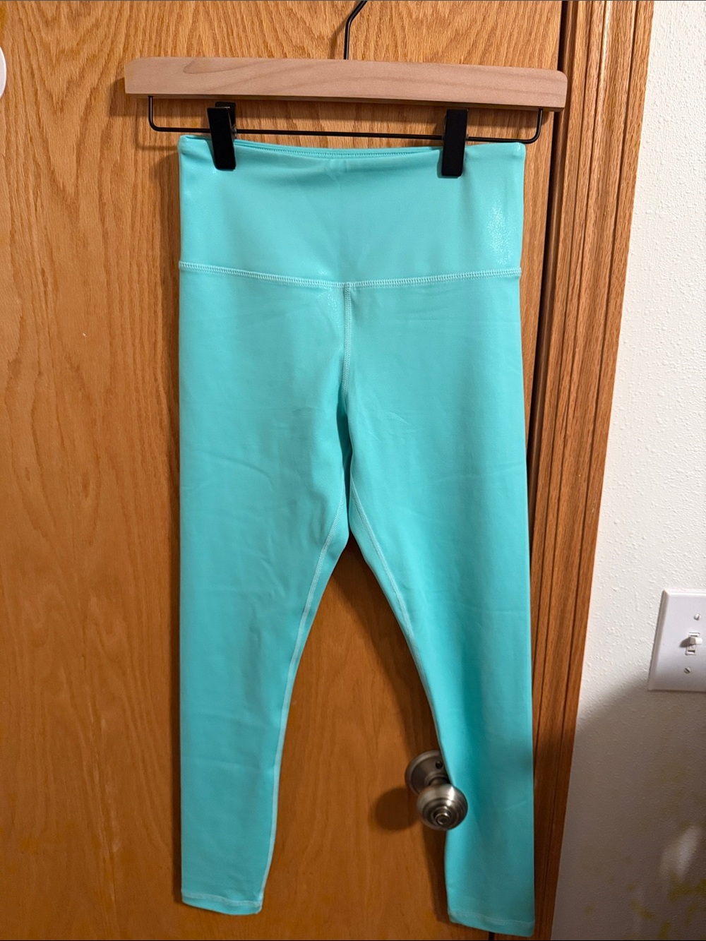 NWOT High-Waist metallic aqua colored Leggings for Women - Smooth Stretch